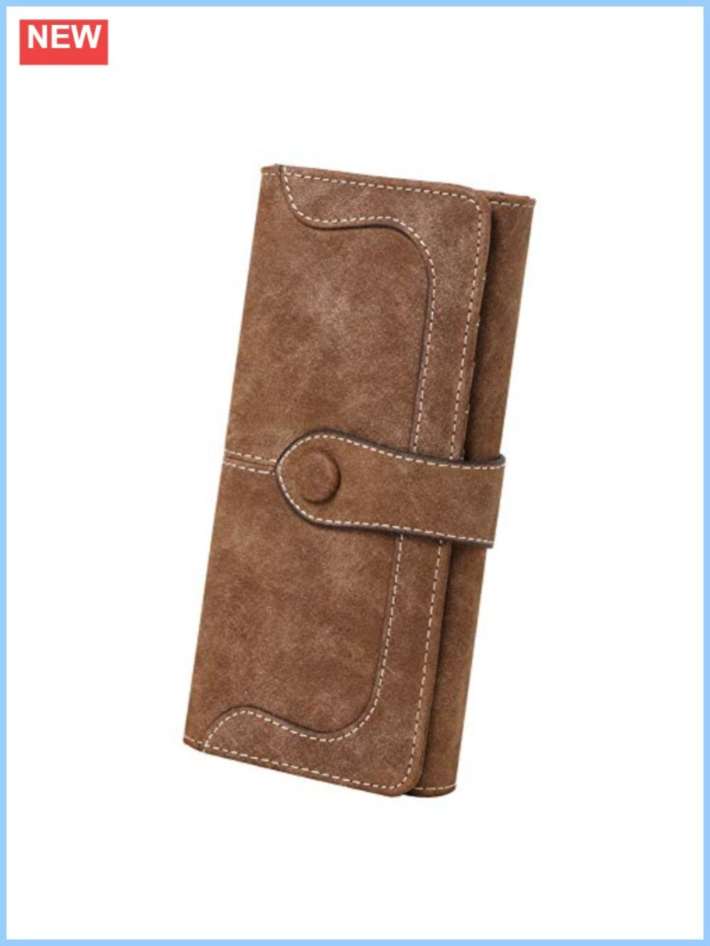 Vegan Leather Bifold Wallet 17 Card Slots Snap Long Big Wallet